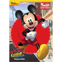 Disney Mickey Ve Çılgın Yarışçılar Neon Çıkartmalı Boyama Kitabı